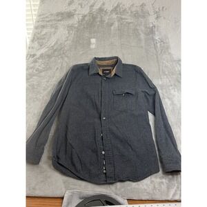 CQR Mens Shirt Small Gray Flannel Button Front Corduroy Trim Outdoor‎ Casual